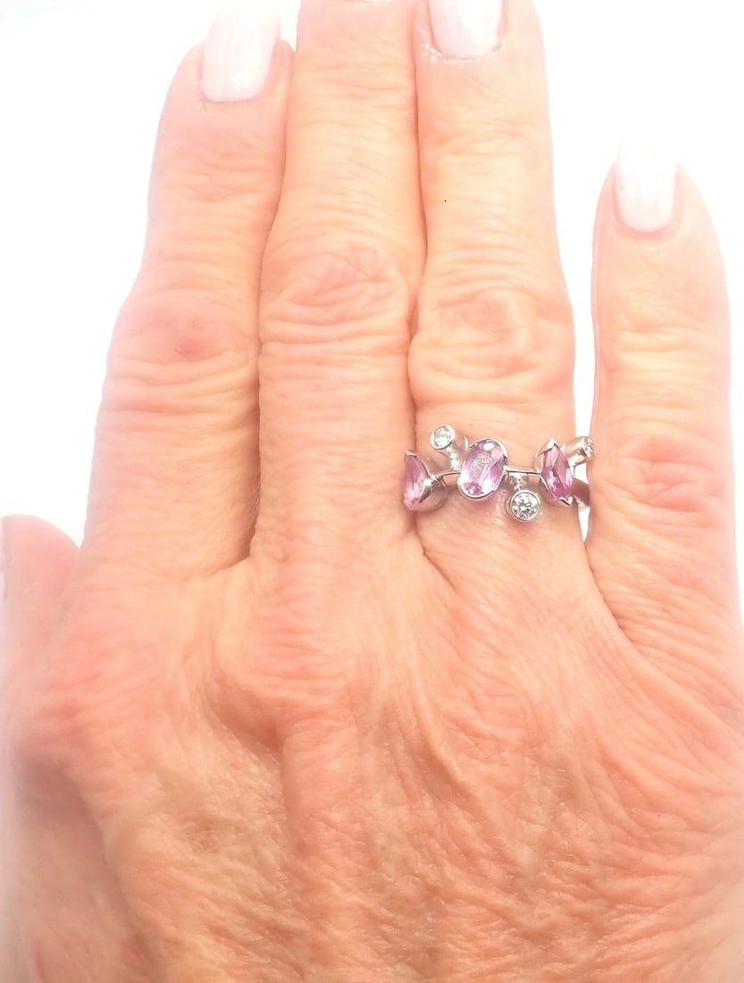 Authentic! Cartier Meli Melo Platinum Diamond Pink Sapphire Band Ring Cert. - 3