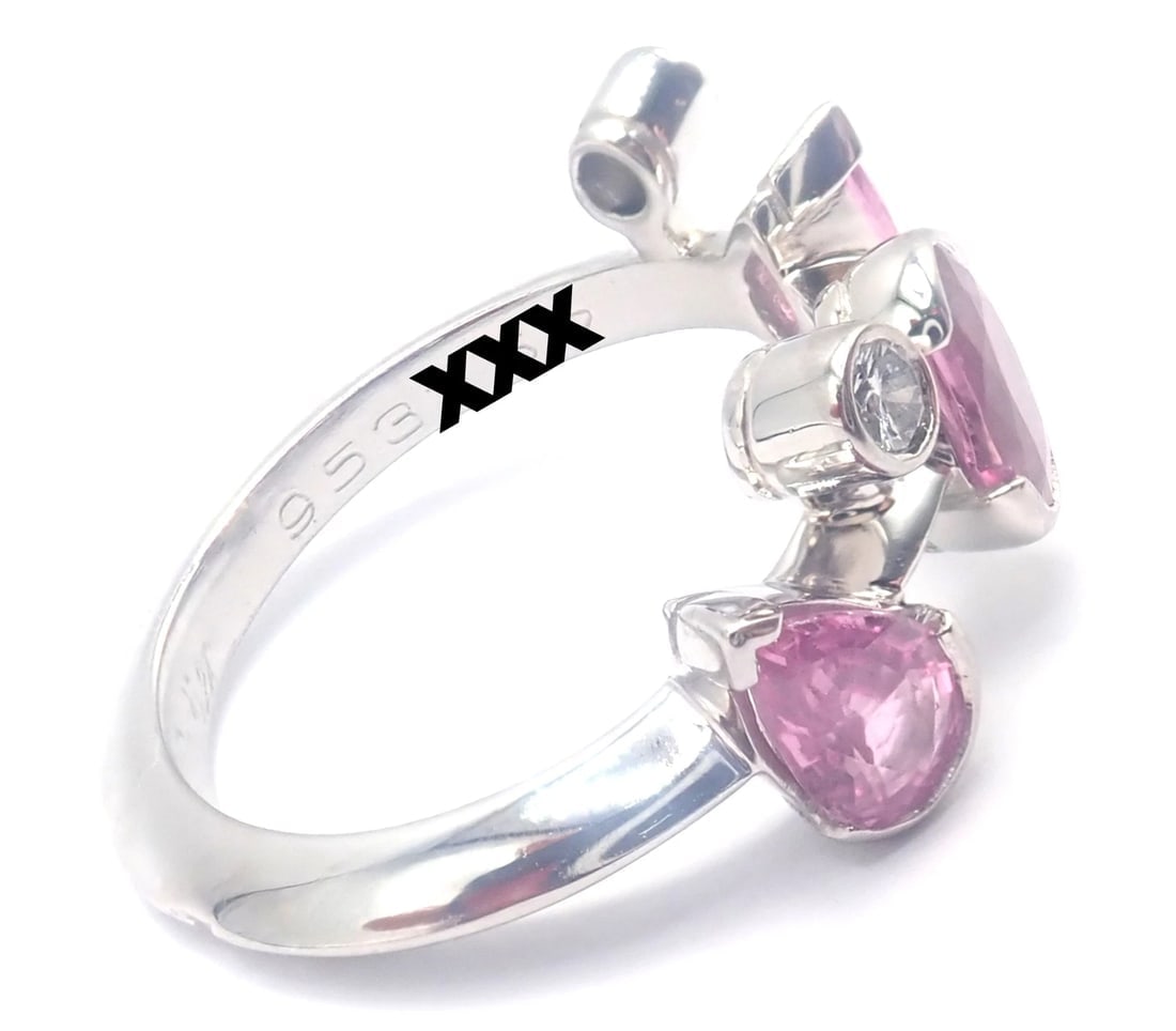 Authentic! Cartier Meli Melo Platinum Diamond Pink Sapphire Band Ring Cert. - 4