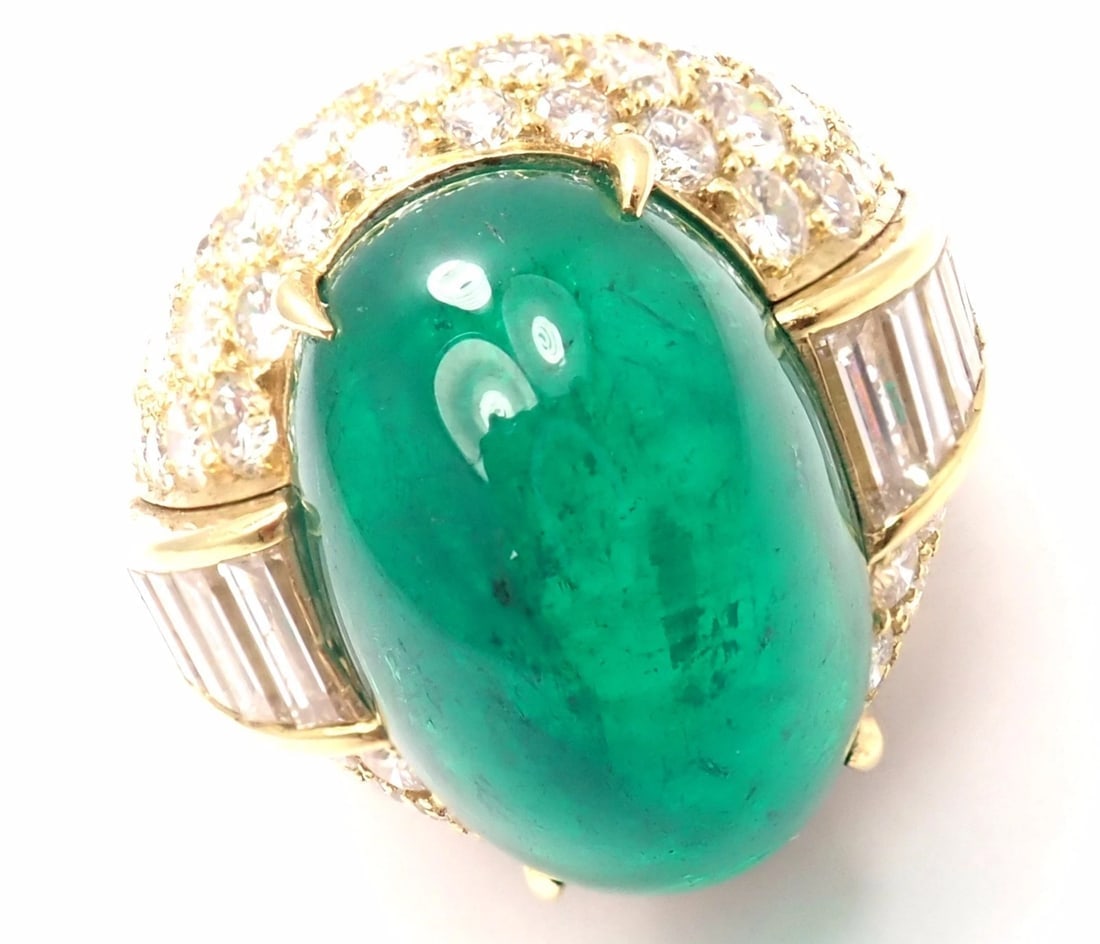 Authentic! David Webb 18k Yellow Gold Diamond Large Colombian Emerald Ring AGL - 4