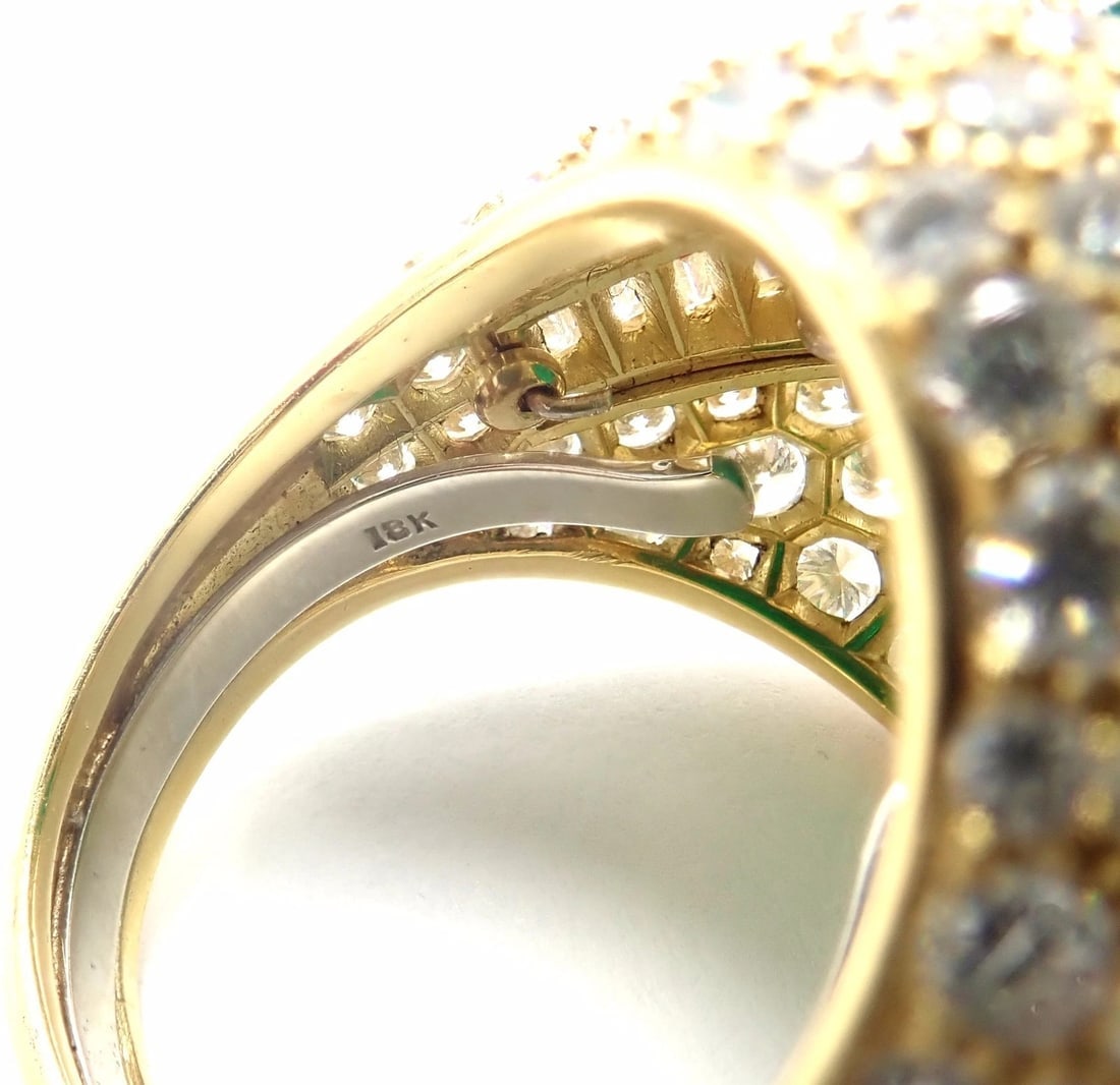 Authentic! David Webb 18k Yellow Gold Diamond Large Colombian Emerald Ring AGL - 7