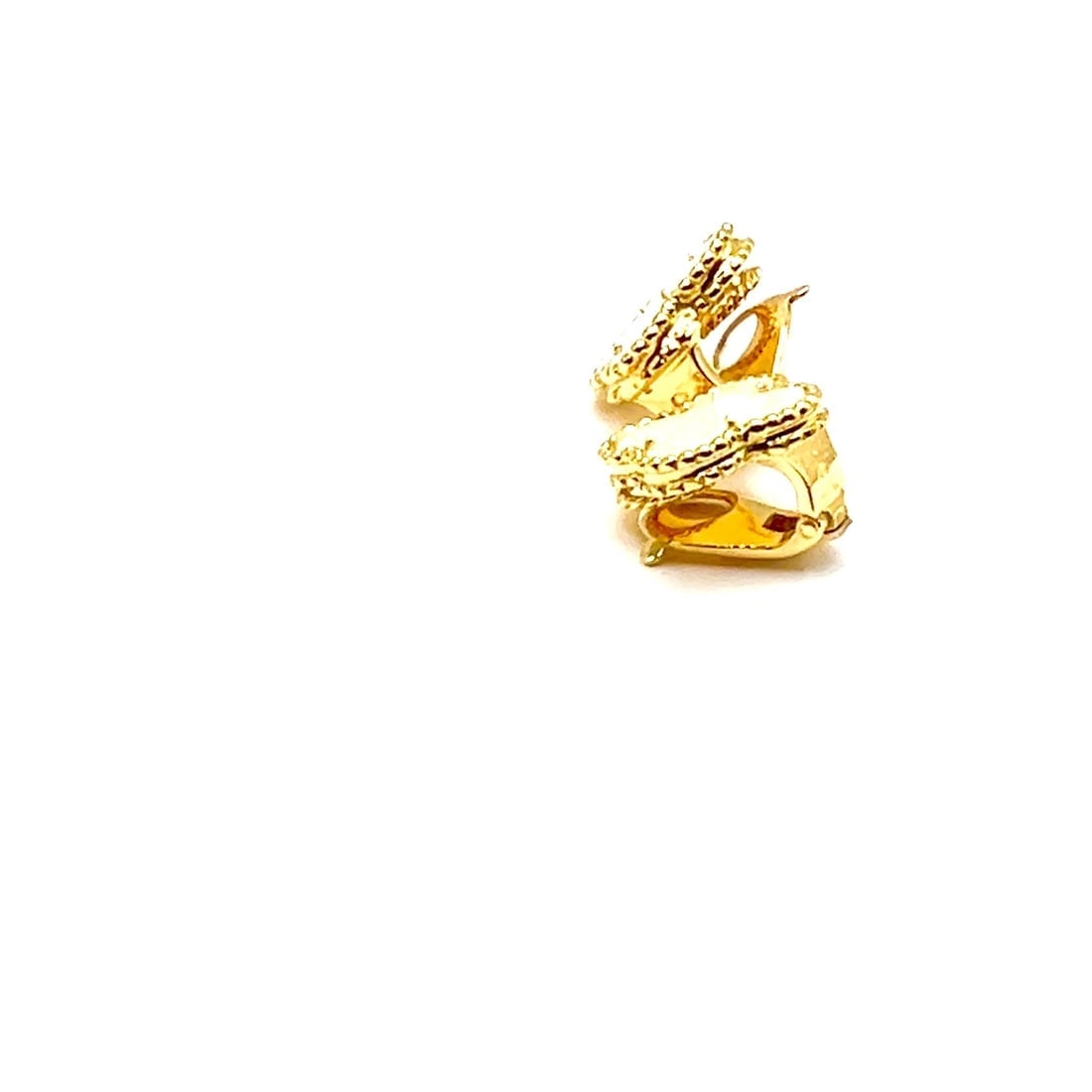 Rare! Van Cleef & Arpels Vintage Alhambra 18k Yellow Gold White Coral Earrings - 2