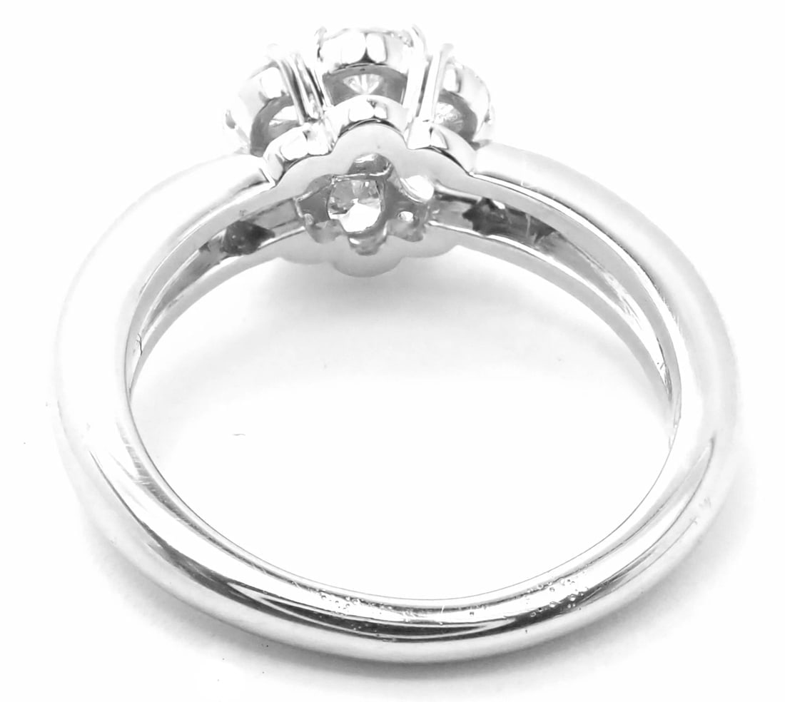 Authentic! Van Cleef & Arpels Platinum Diamond Fleurette Flower Ring - 5