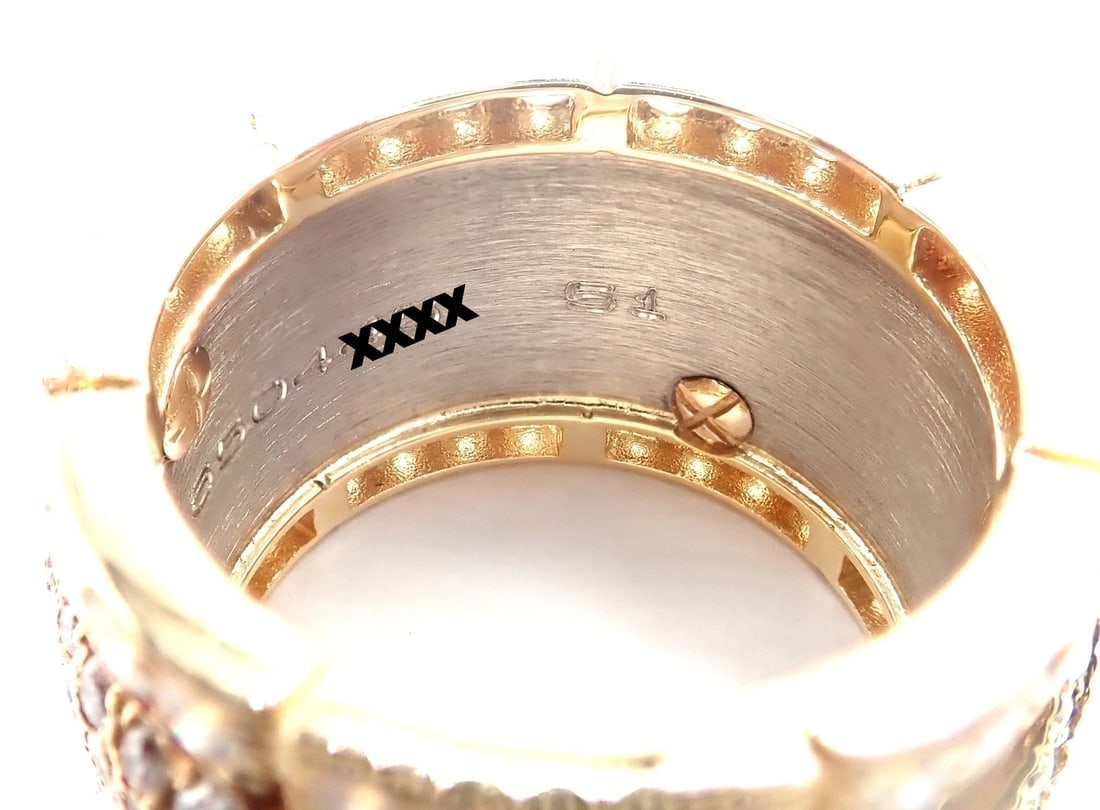 Cartier Mahango Walking Panthere 18k Yellow White Gold Diamond Band Ring - 6