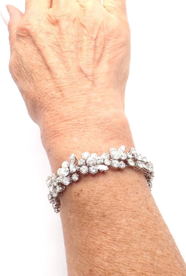 Authentic! Vintage Bvlgari Bulgari Platinum 38ct Diamond Floral Bracelet Paper - 3