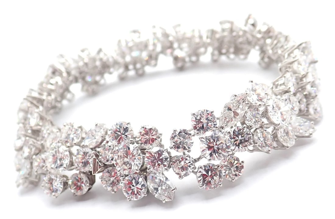 Authentic! Vintage Bvlgari Bulgari Platinum 38ct Diamond Floral Bracelet Paper - 5