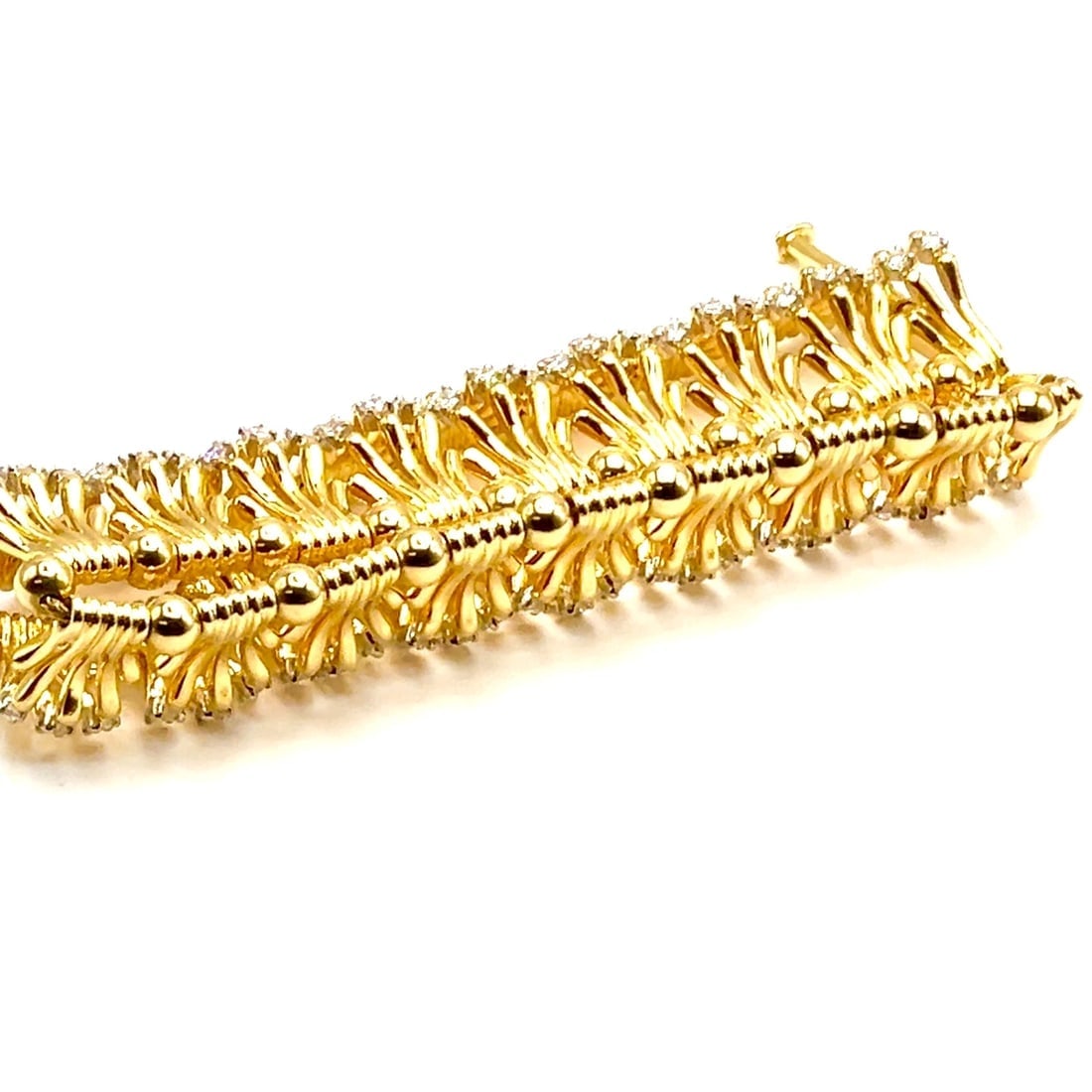 Tiffany & Co Jean Schlumberger 18k Yellow Gold Platinum Diamond Hands Bracelet - 2
