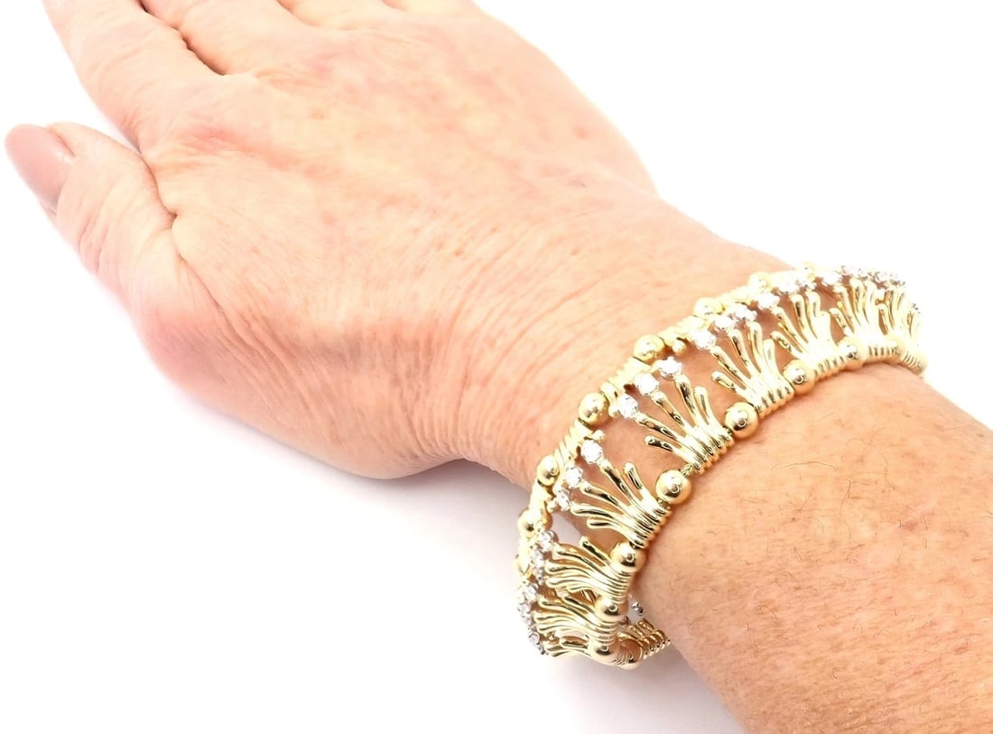 Tiffany & Co Jean Schlumberger 18k Yellow Gold Platinum Diamond Hands Bracelet - 6