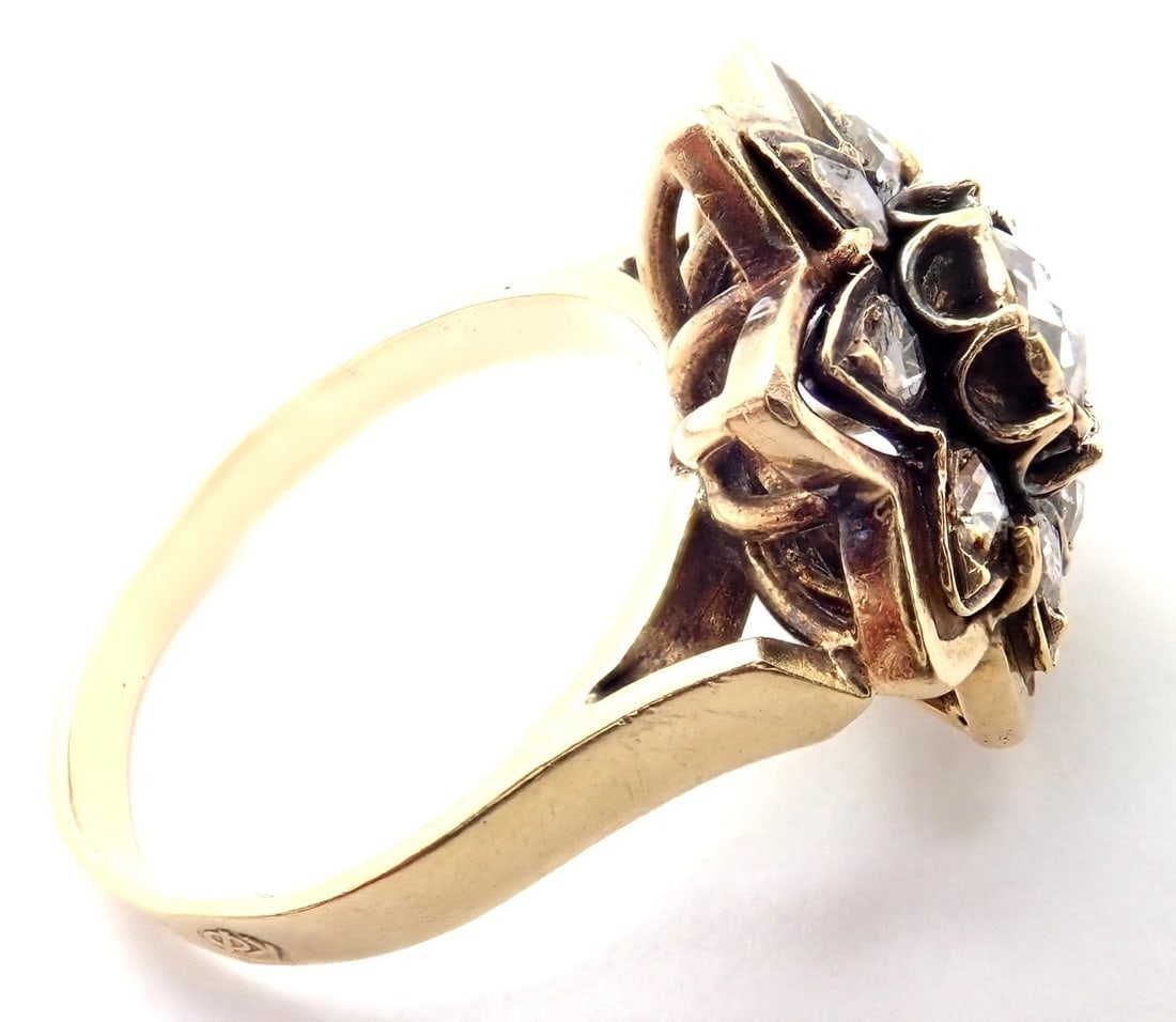 Authentic! Karl Faberge 18k Yellow Gold Diamond Ring - 3