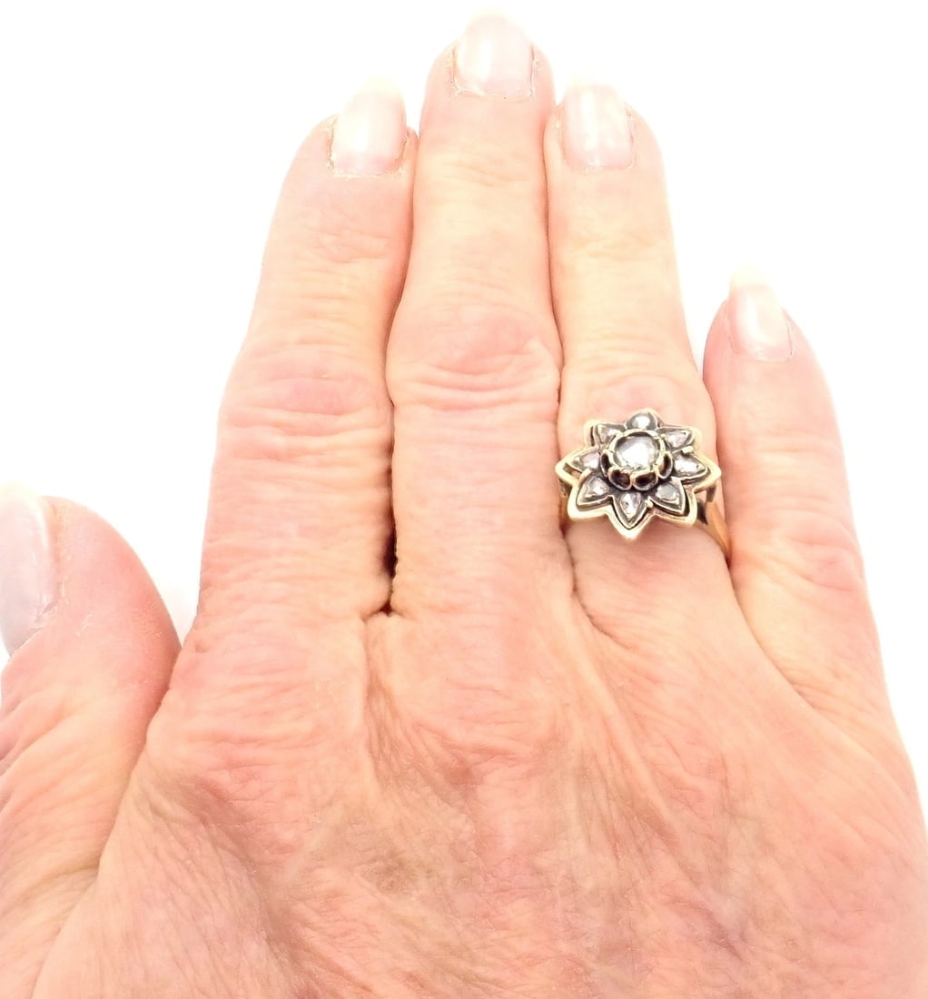 Authentic! Karl Faberge 18k Yellow Gold Diamond Ring - 8