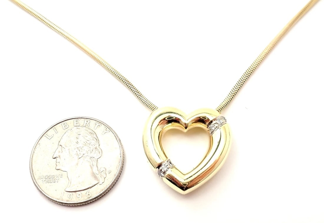 Authentic! Tiffany & Co Picasso 18k Yellow Gold Diamond Heart Pendant Necklace - 5