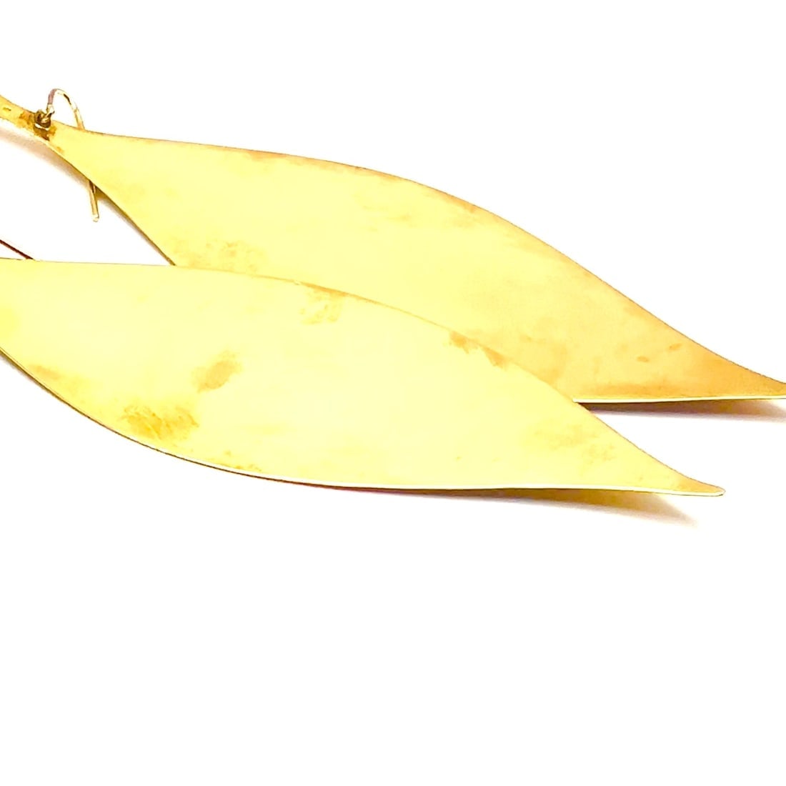 Rare Authentic H. Stern 18k Yellow Gold Large Giant Leaf Dangle Earrings - 2