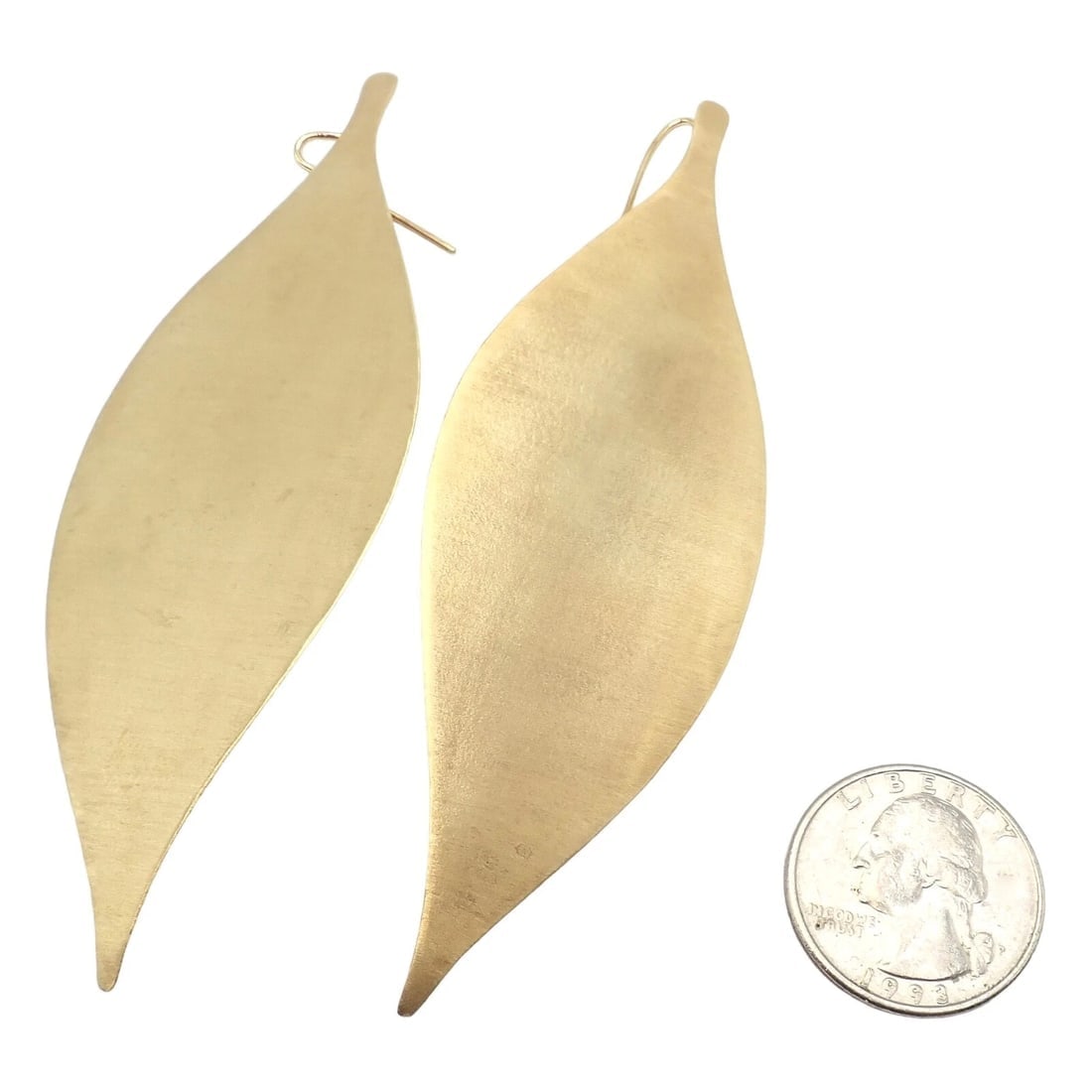 Rare Authentic H. Stern 18k Yellow Gold Large Giant Leaf Dangle Earrings - 3