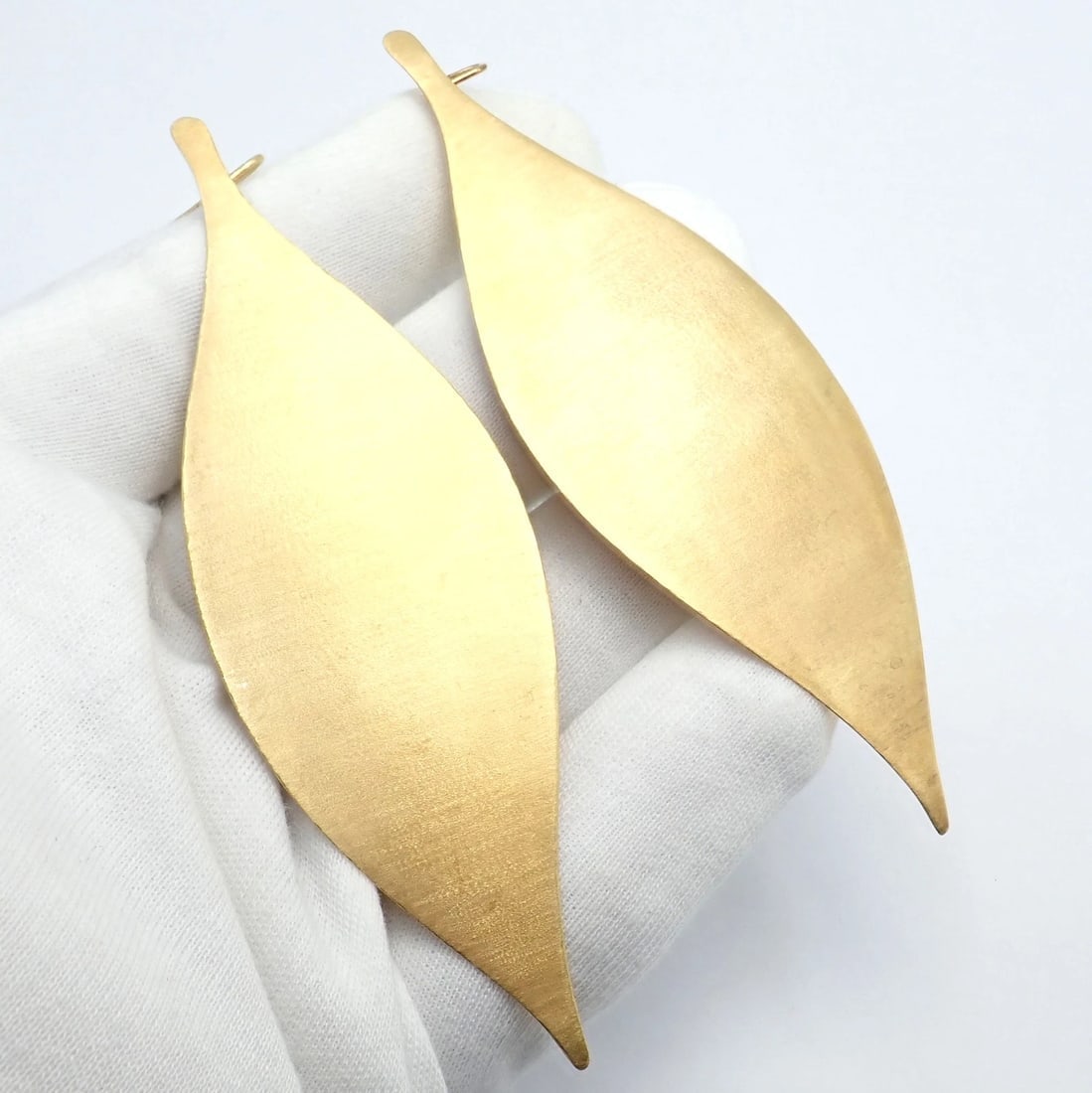 Rare Authentic H. Stern 18k Yellow Gold Large Giant Leaf Dangle Earrings - 6