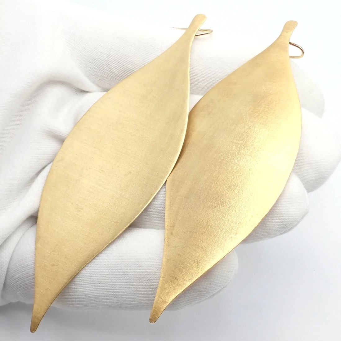 Rare Authentic H. Stern 18k Yellow Gold Large Giant Leaf Dangle Earrings - 8
