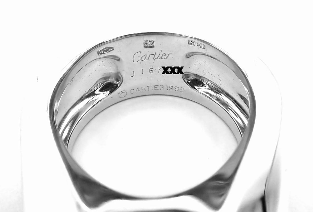 Authentic! Cartier 18k White Gold Large Chalcedony Ring Paper - 5