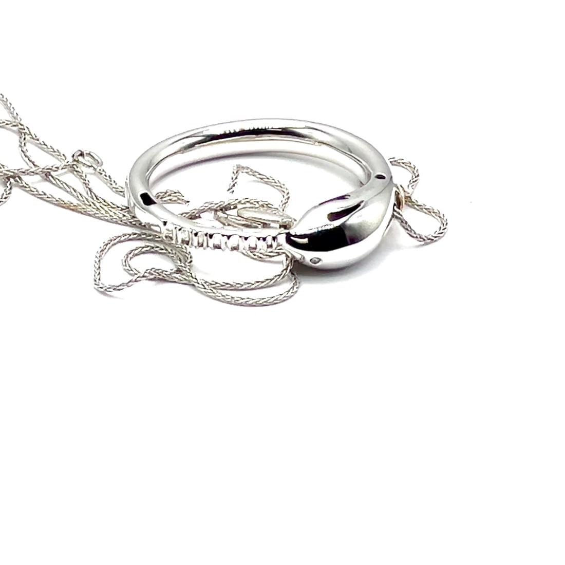 Authentic! Damiani Infinito 18k White Gold Diamond Snake Pendant Necklace - 2
