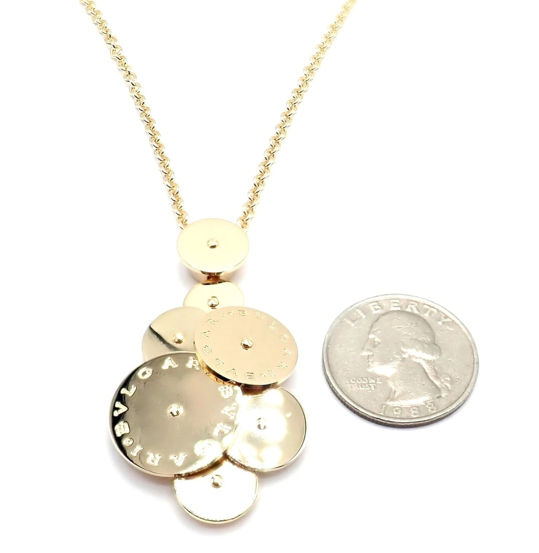 Authentic! Bulgari Bvlgari Cicladi 18k Yellow Gold Large Pendant Link Necklace - 3