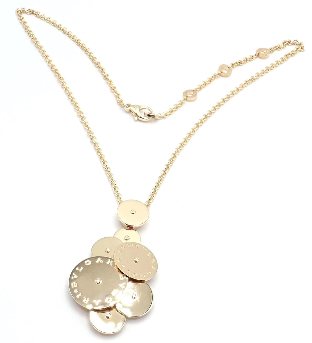 Authentic! Bulgari Bvlgari Cicladi 18k Yellow Gold Large Pendant Link Necklace - 4