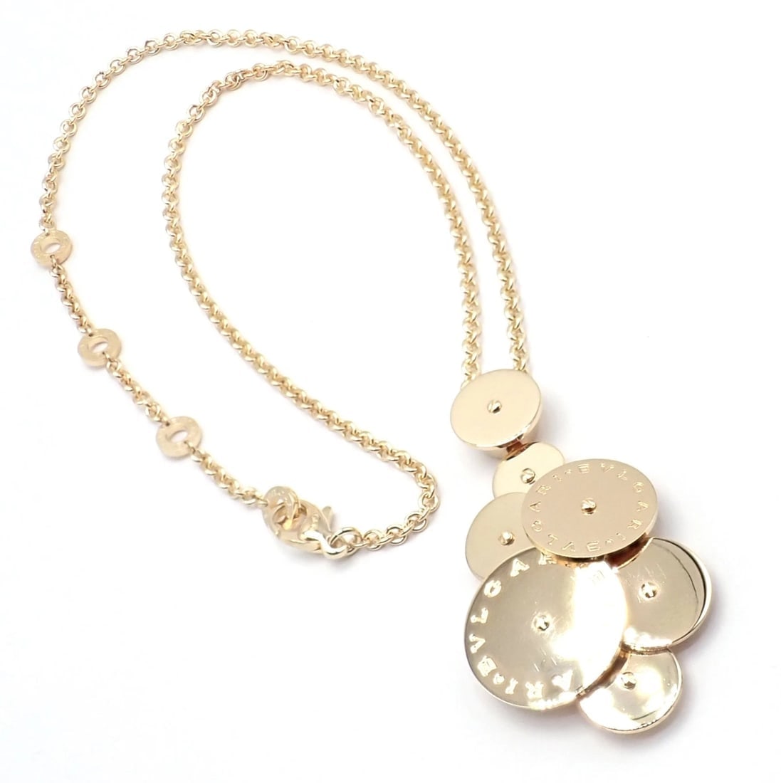 Authentic! Bulgari Bvlgari Cicladi 18k Yellow Gold Large Pendant Link Necklace - 5