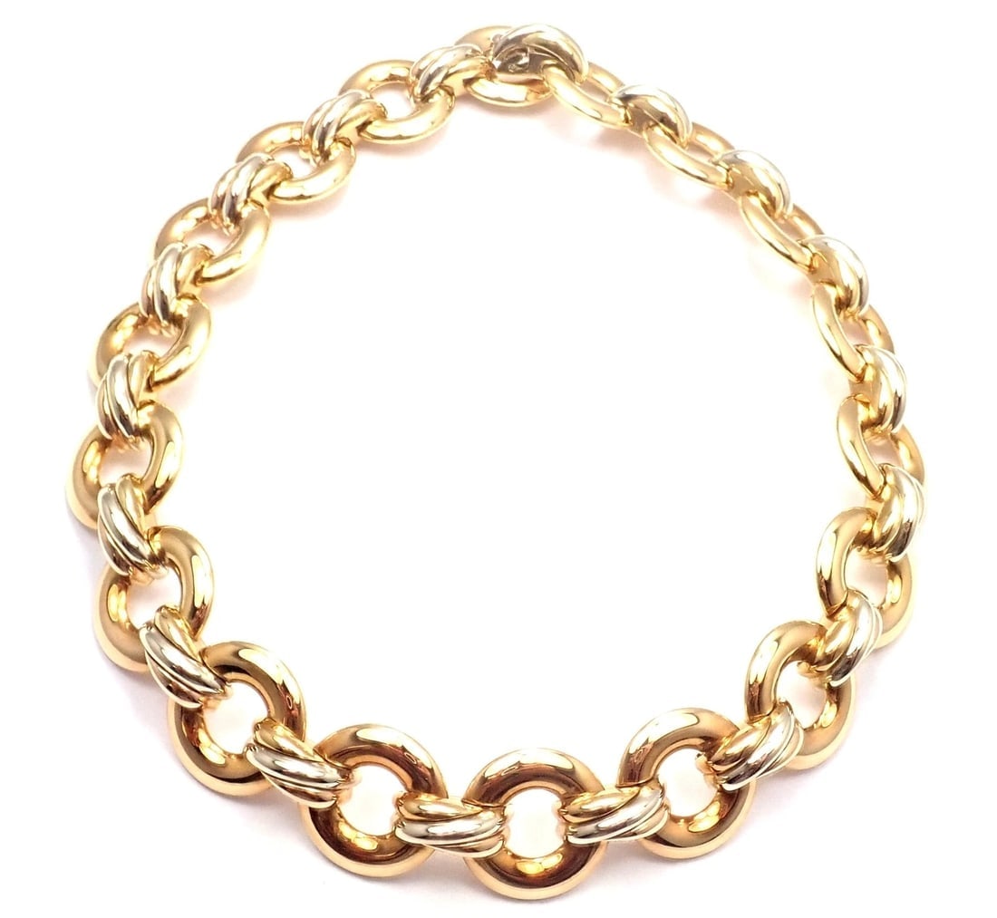 Rare! Authentic Cartier Trinity 18k Multi Color Gold Round Link Necklace - 4