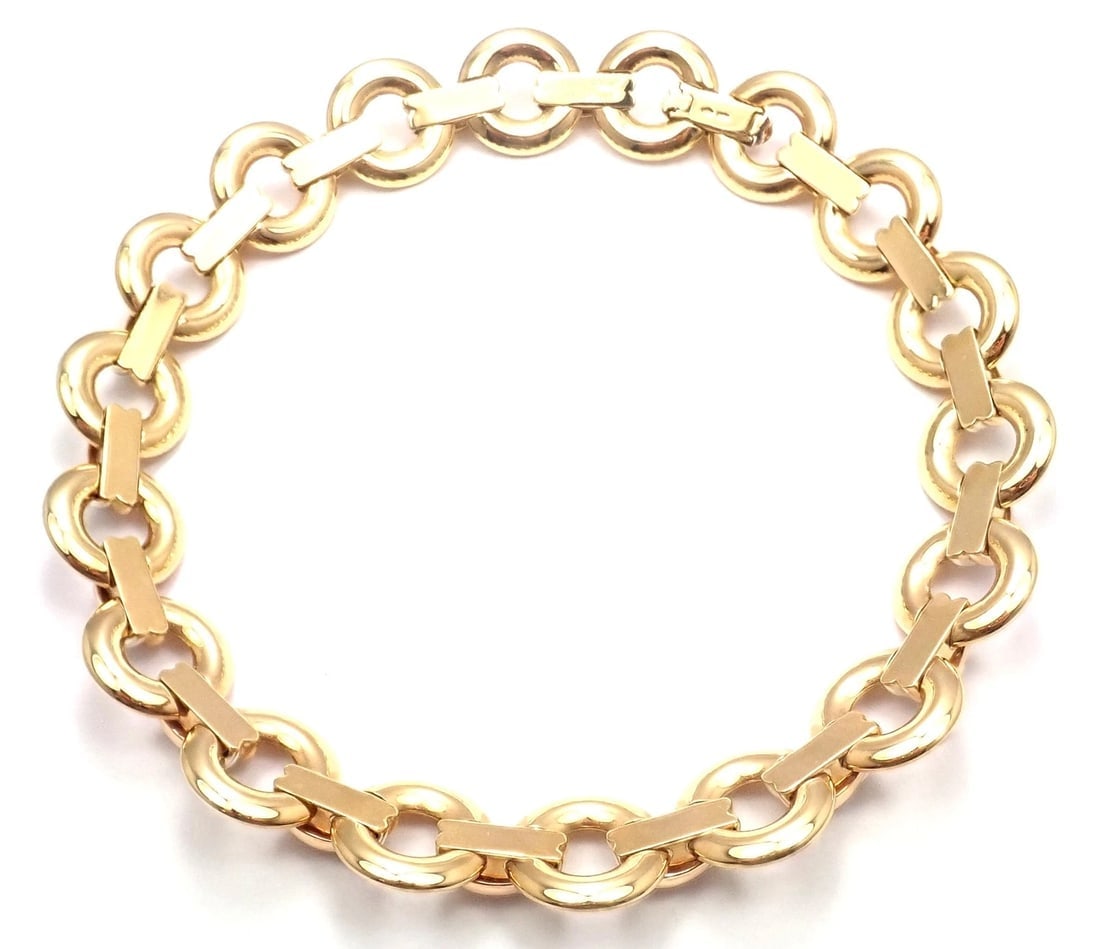 Rare! Authentic Cartier Trinity 18k Multi Color Gold Round Link Necklace - 8