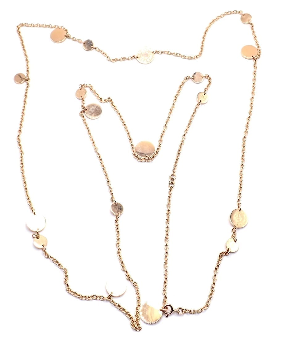 Authentic! Hermes Confetti 18k Rose Gold 42" Long Link Chain Necklace - 3
