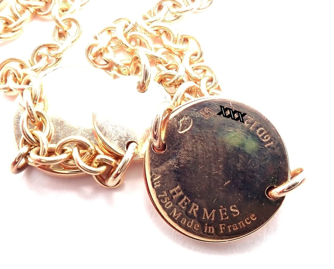 Authentic! Hermes Confetti 18k Rose Gold 42" Long Link Chain Necklace - 4