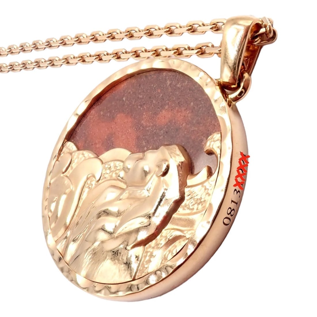 Van Cleef & Arpels Zodiaque 18k Rose Gold Leo Pendant Red Jasper Necklace + Cert - 4