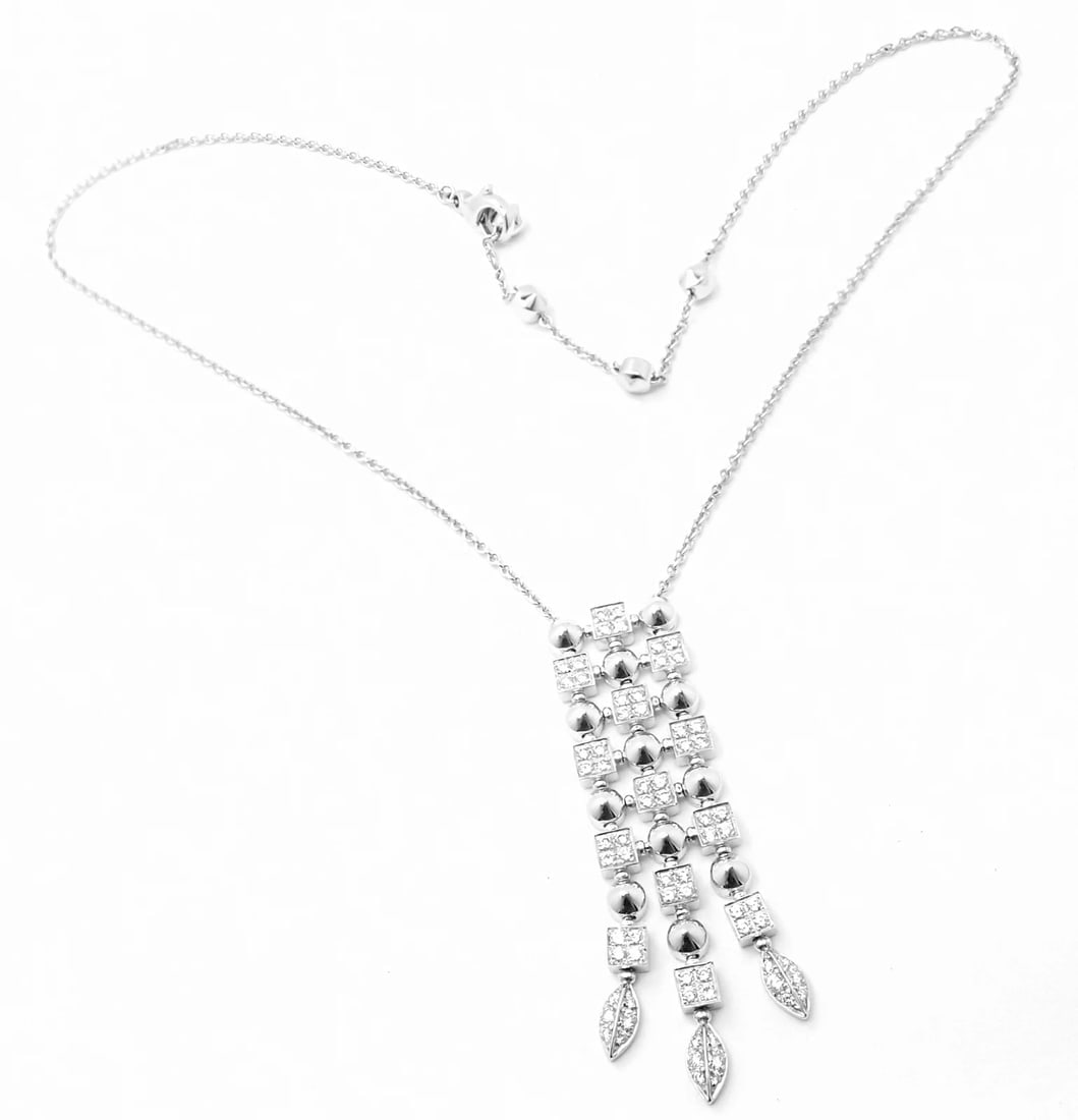 Authentic! Bvlgari Bulgari 18k White Gold Lucea Diamond Pendant Necklace - 3