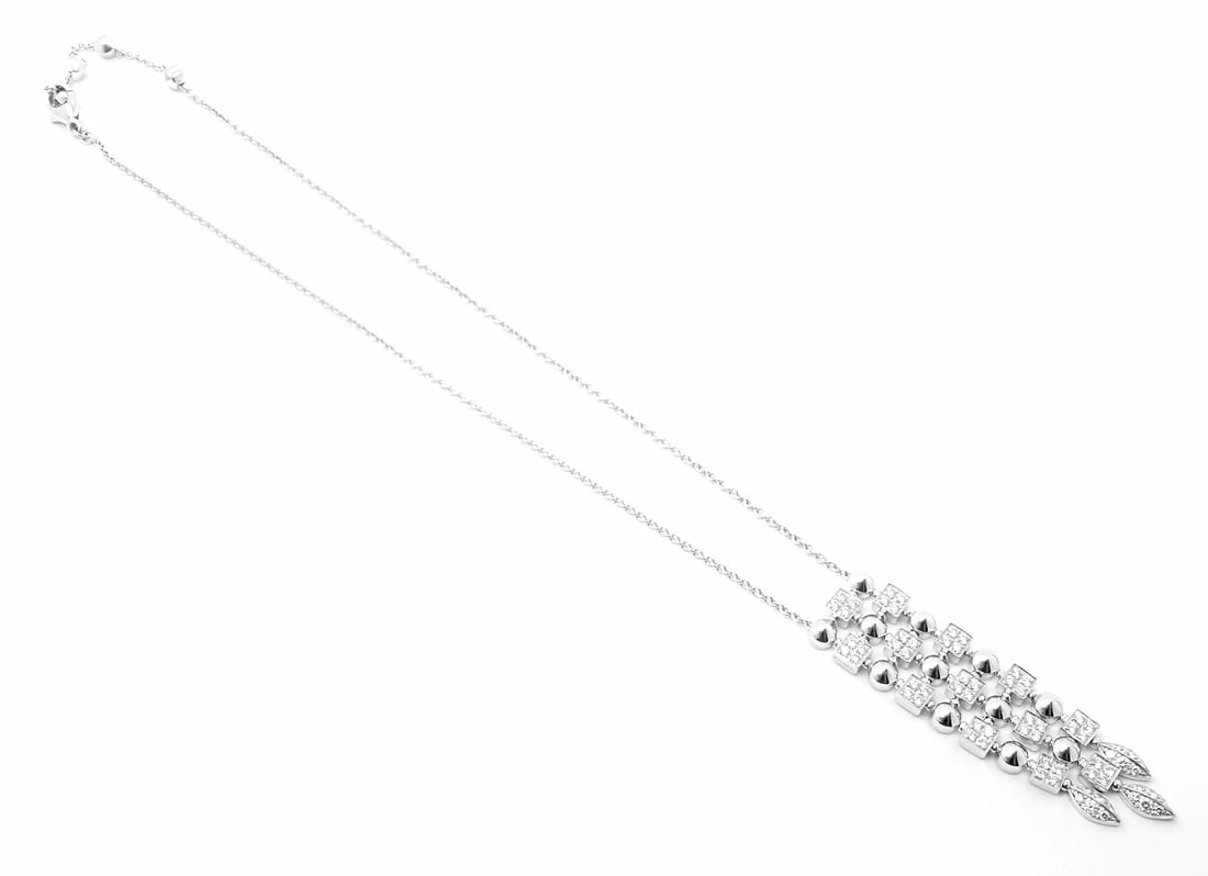 Authentic! Bvlgari Bulgari 18k White Gold Lucea Diamond Pendant Necklace - 5