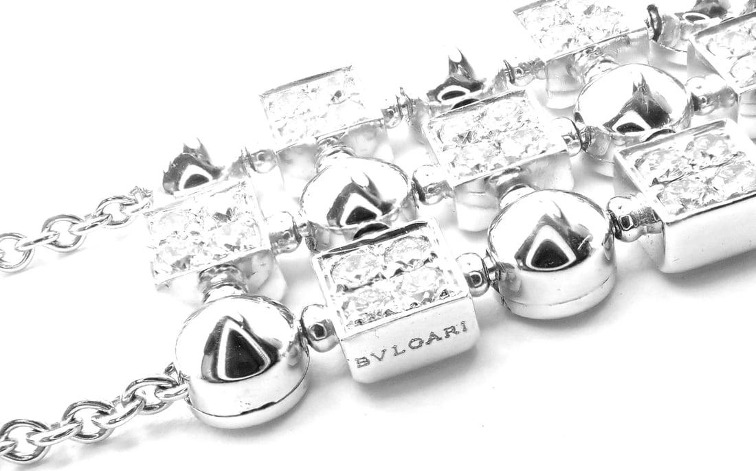 Authentic! Bvlgari Bulgari 18k White Gold Lucea Diamond Pendant Necklace - 7