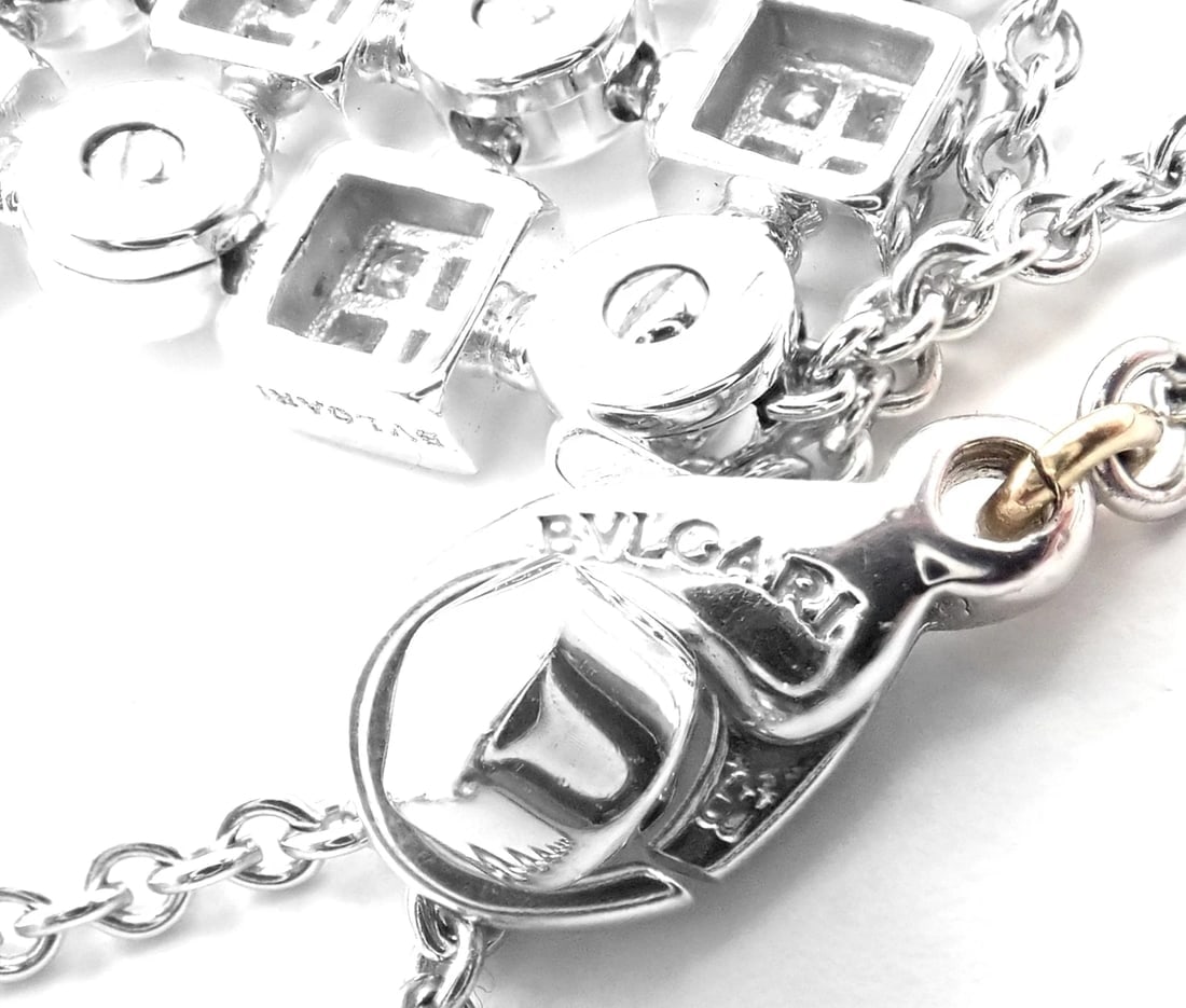 Authentic! Bvlgari Bulgari 18k White Gold Lucea Diamond Pendant Necklace - 8