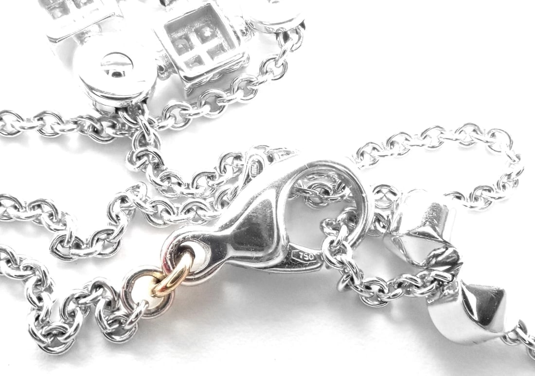 Authentic! Bvlgari Bulgari 18k White Gold Lucea Diamond Pendant Necklace - 9