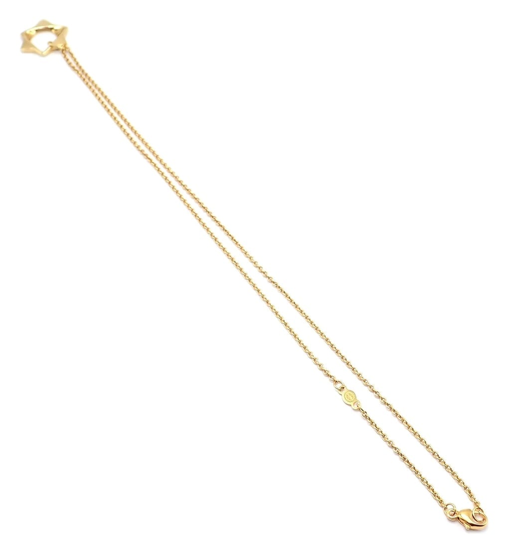 Authentic! Georg Jensen 18k Yellow Gold Star Of David Pendant Necklace - 12