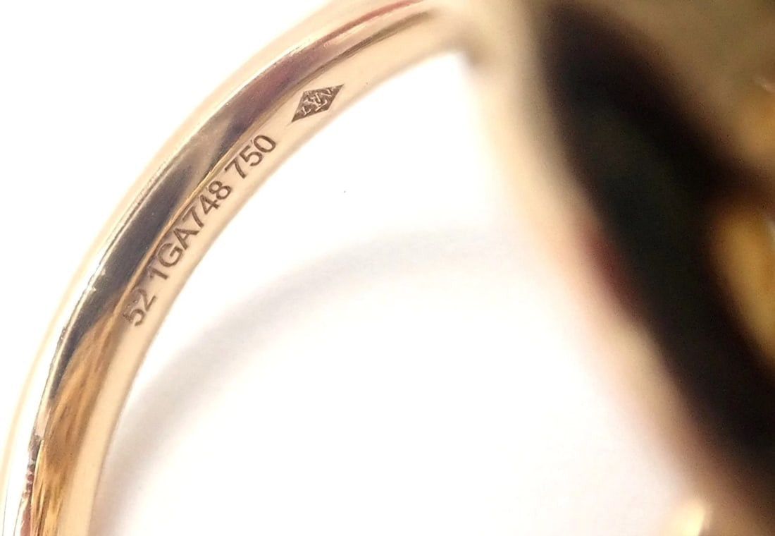 Authentic! Louis Vuitton Monogram 18k Yellow Gold Large Ring - 6