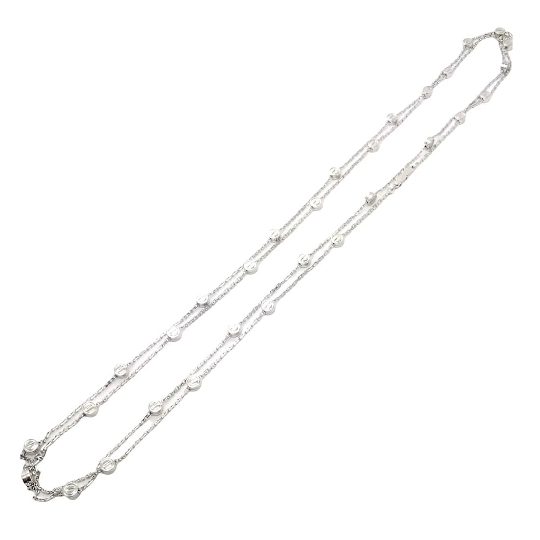 Authentic! Cartier Love Screws Station 18k White Gold 46" Long Chain Necklace - 15