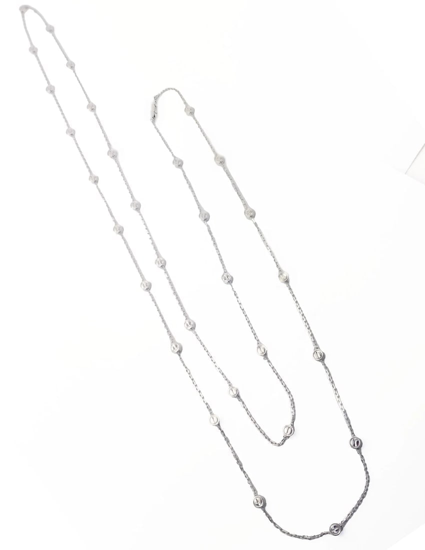 Authentic! Cartier Love Screws Station 18k White Gold 46" Long Chain Necklace - 8