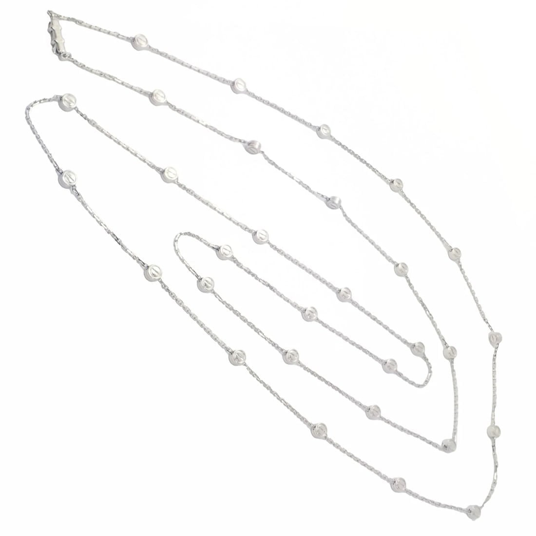 Authentic! Cartier Love Screws Station 18k White Gold 46" Long Chain Necklace - 9