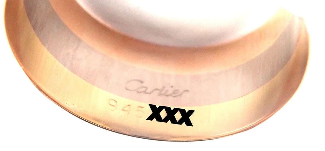 Authentic! Cartier Diamond Double C 18k Tri-Color Gold Band Ring Size 52 US 6 - 6