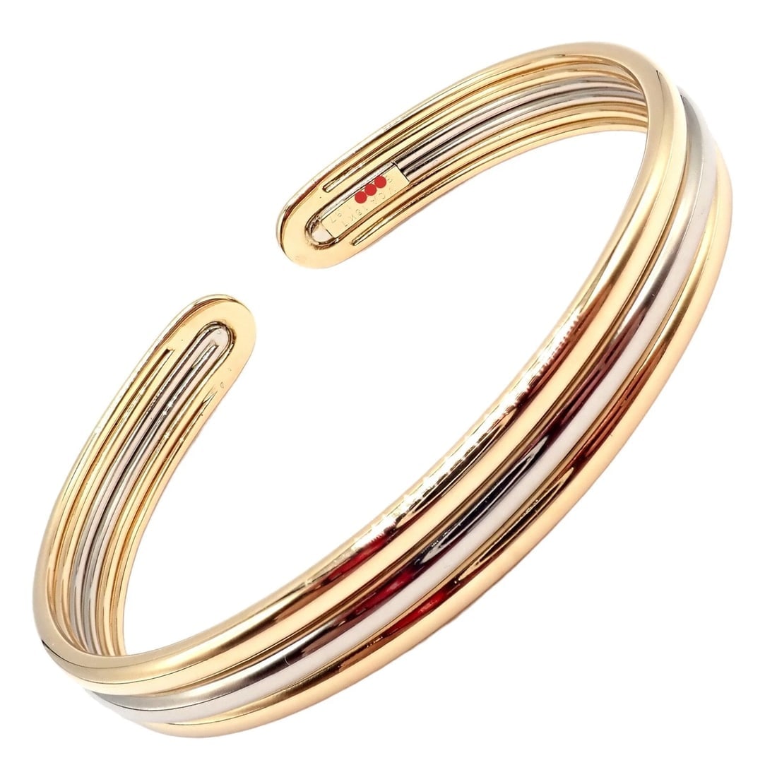 Authentic! Van Cleef & Arpels 18k Yellow & White Gold Bangle Cuff Bracelet - 10