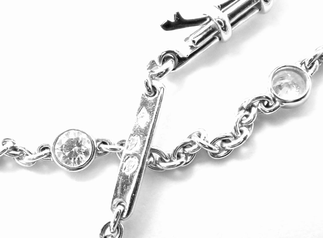 Authentic! Cartier 18k White Gold 1.5ct Diamond By The Yard Chain Necklace - 10