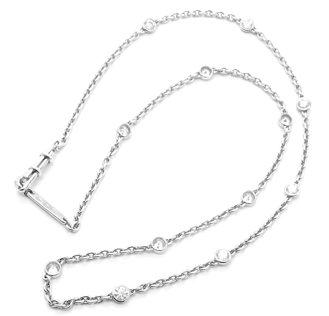 Authentic! Cartier 18k White Gold 1.5ct Diamond By The Yard Chain Necklace - 2
