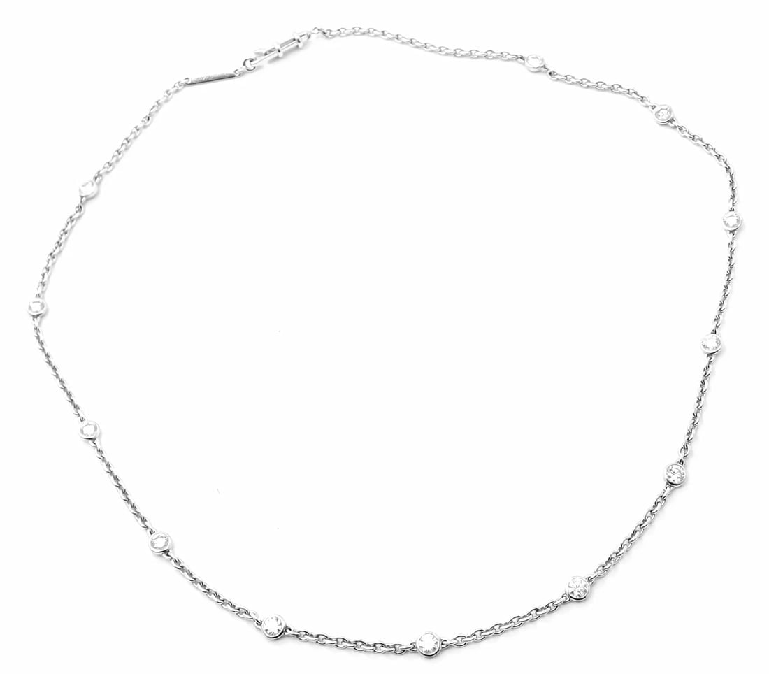 Authentic! Cartier 18k White Gold 1.5ct Diamond By The Yard Chain Necklace - 4