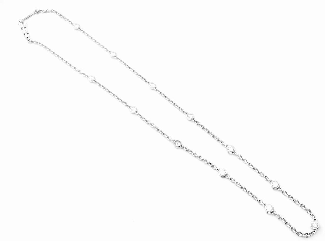 Authentic! Cartier 18k White Gold 1.5ct Diamond By The Yard Chain Necklace - 6