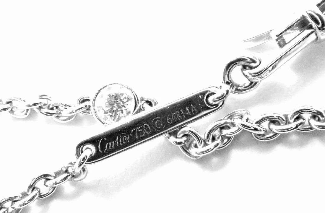 Authentic! Cartier 18k White Gold 1.5ct Diamond By The Yard Chain Necklace - 9