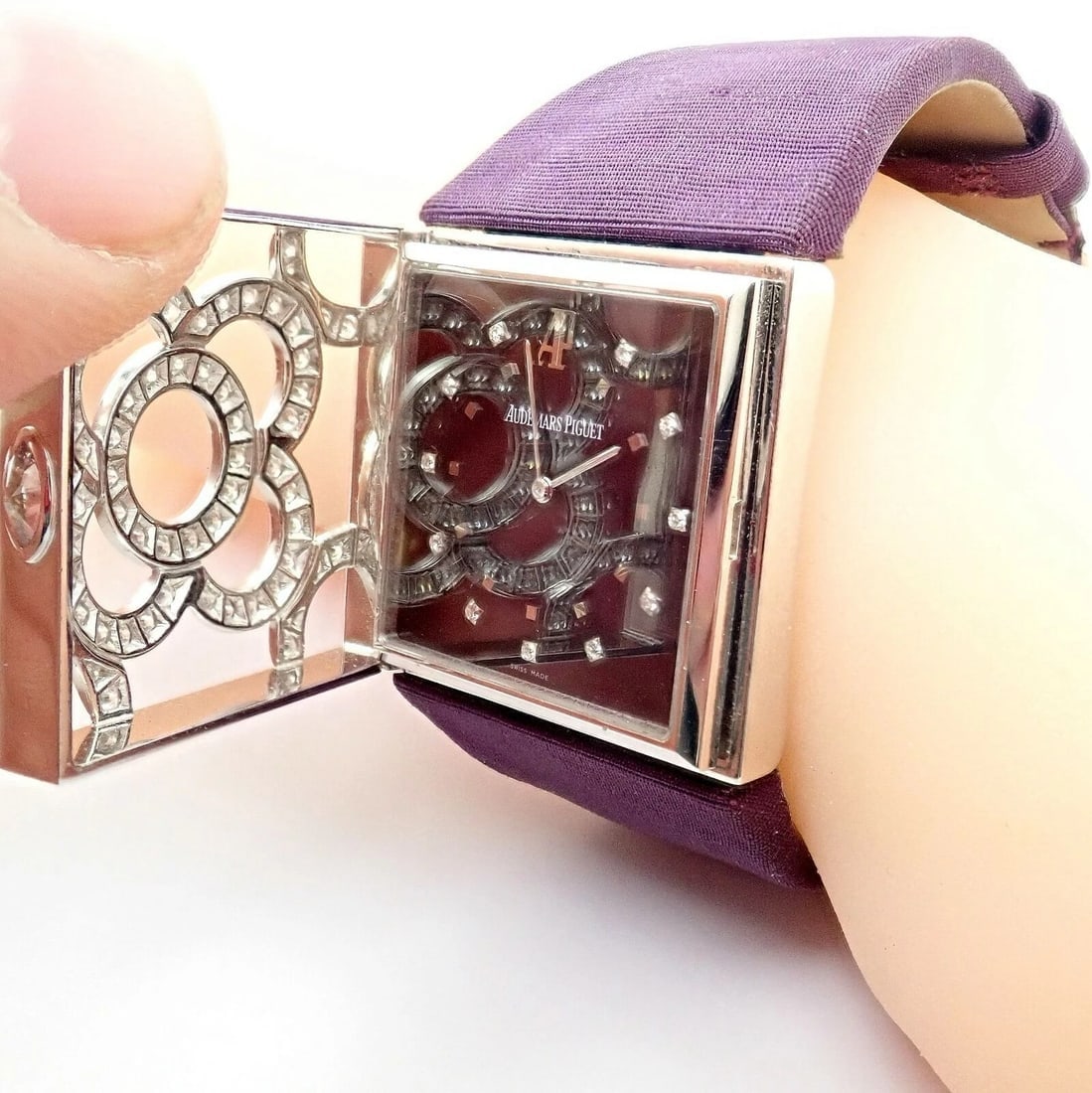 Rare! Authentic Audemars Piguet Danae 18k White Gold Diamond Satin Ladies Watch - 3
