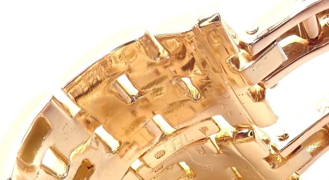 Authentic Cartier Maillon Panthere 18K Gold Diamond Five Row Link Gold Earrings - 8