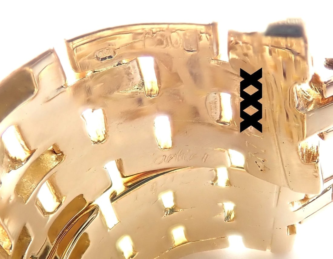 Authentic Cartier Maillon Panthere 18K Gold Diamond Five Row Link Gold Earrings - 9