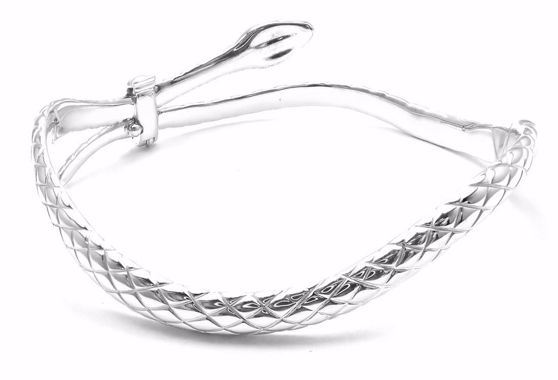 Rare! Authentic Tom Ford 18k White Gold Diamond Snake Bangle Bracelet - 3