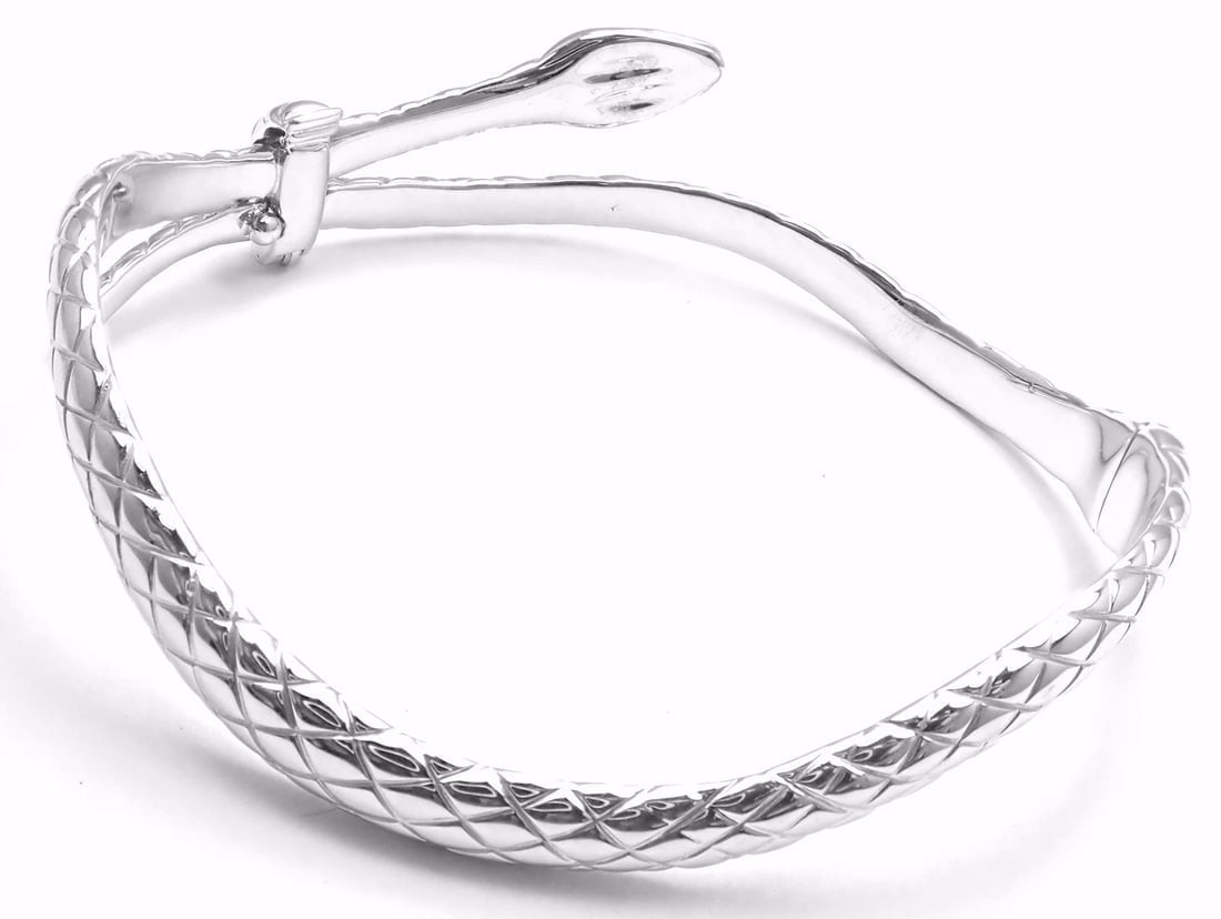 Rare! Authentic Tom Ford 18k White Gold Diamond Snake Bangle Bracelet - 4